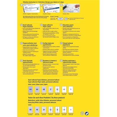 Avery L7871-20 25,4x10mm szuper tapadású 3780db-os etikett