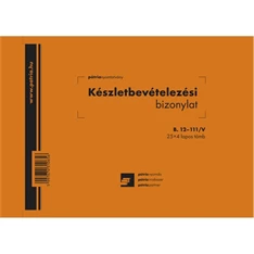 B.12-111/V A5 25x4 fekvő "Készletbevételezési bizonylat" nyomtatvány