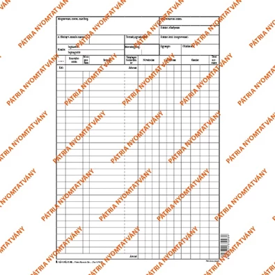 B.12-152 A4 álló "Raktári nyilvántartó lap (fejlap) nagy" nyomtatvány