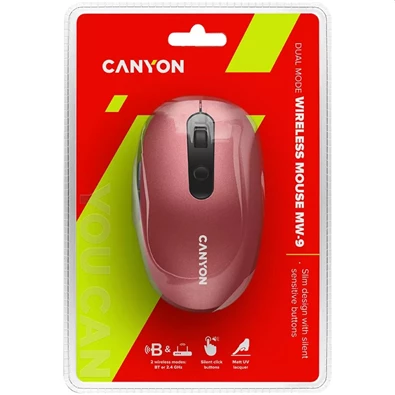Canyon MW-9 optikai Bluetooth / vezeték nélküli egér piros-fekete
