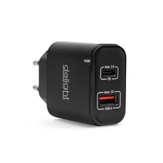 Delight 55047BK Type-C/USB 3.0 PD20W fekete gyorstöltő adapter