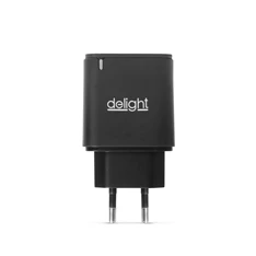 Delight 55047BK Type-C/USB 3.0 PD20W fekete gyorstöltő adapter