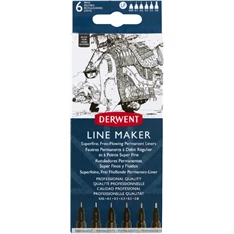 Derwent Line Marker fekete 6db  0,05/0,1/0,2/ 0,3/0,5/0,8 mm tűfilc készlet