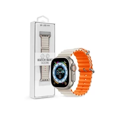 Devia ST381676 Apple Watch 42/44/45/49mm fehér/narancs szilikon sport szíj
