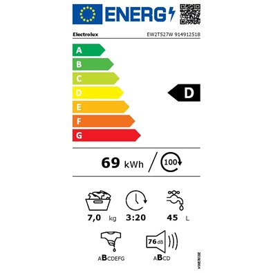 Electrolux EW2T527W elöltöltős mosógép