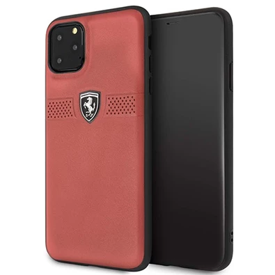 FERRARI Off Track iPhone 11 Pro Max piros szemcsés bőrtok