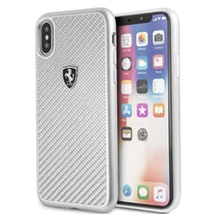 Ferrari Heritage iPhone X/XS ezüst kemény/valódi karbon tok