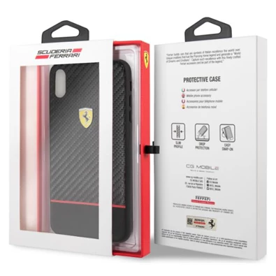 Ferrari On-Ttrack Racing iPhone XS MAX karbon karbon/gumi hátlap