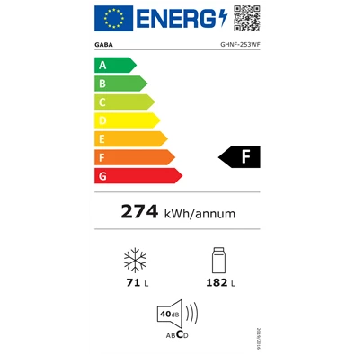 Gaba GHNF-253WF 253 L alulfagyasztós NoFrost hűtőszekrény