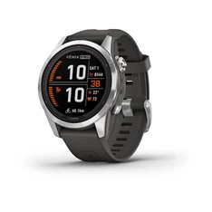 Garmin Fenix 7S Pro Solar, ezüst, grafitszürke szilikon szíjjal okosóra