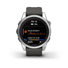 Garmin Fenix 7S Pro Solar, ezüst, grafitszürke szilikon szíjjal okosóra