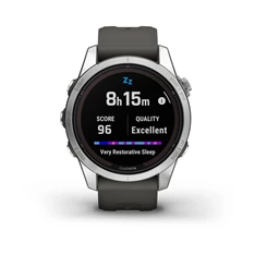 Garmin Fenix 7S Pro Solar, ezüst, grafitszürke szilikon szíjjal okosóra