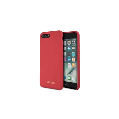 Guess szilikon, iPhone 8 Plus piros/arany logós szilikon tok