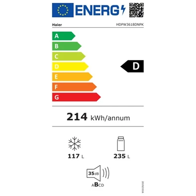 Haier HDPW3618DNPK alulfagyasztós hűtőszekrény