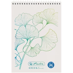 Herlitz GREENline Ginkgo A7 50lap kockás spirálblokk