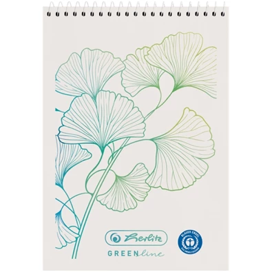 Herlitz GREENline Ginkgo A7 50lap kockás spirálblokk