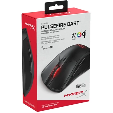 HyperX Pulsefire Dart vezeték nélküli fekete gamer egér