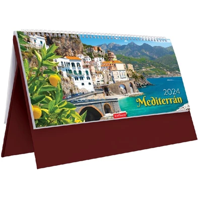 Kalendart 2024-es T054 Mediterrán álló bordó asztali naptár