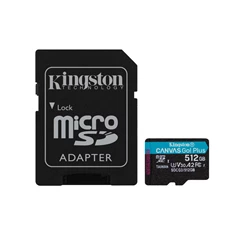 Kingston 512GB SD micro Canvas Go! Plus (SDXC Class 10 UHS-I U3) (SDCG3/512GB) memória kártya adapterrel