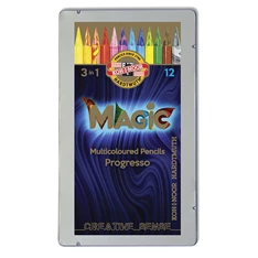 Koh-I-Noor 8772 Progresso Magic henger alakú 12db-os színes ceruza készlet