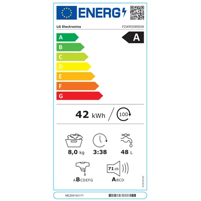 LG F2WR508S0W keskeny 8 kg elöltöltős mosógép