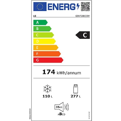 LG GBV7280CSW alulfagyasztós hűtőszekrény