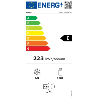 Midea MDRE353FGE01 beépíthető alulfagyasztós hűtőszekrény