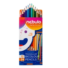 Nebulo kétvégű háromszög alakú 12/24 színes ceruza készlet