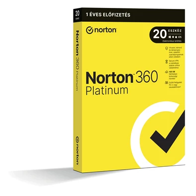 Norton 360 Platinum 100GB HUN 1 Felhasználó 20 gép 1 éves dobozos vírusirtó szoftver