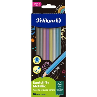 Pelikán Metallic  hatszögletű 10db-os színes ceruza készlet