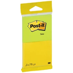 Post-it 6720YG 76x63mm 2x75lap bliszteres öntapadós színes jegyzettömb