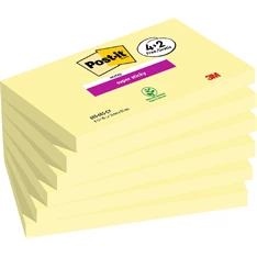 Post-it Super Sticky 655-SSCY 76x127mm 90lapos 4+2 tömb kanárisárga öntapadós jegyzettömb