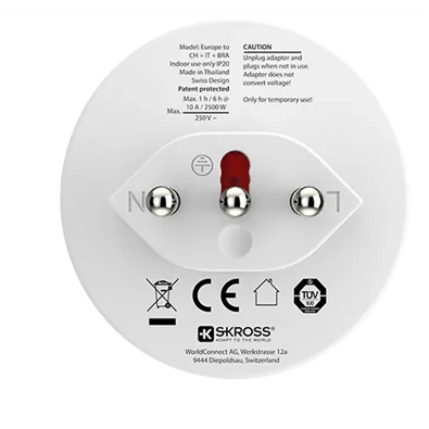 SKROSS (1.500272) Svájc/Olaszország/Brazília utazó adapter