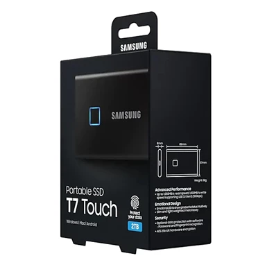 Samsung 1000GB USB 3.2 (MU-PC1T0K/WW) fekete ujjlenyomatolvasós T7 Touch külső SSD