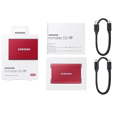 Samsung 2000GB USB 3.2 (MU-PC2T0R/WW) piros T7 külső SSD