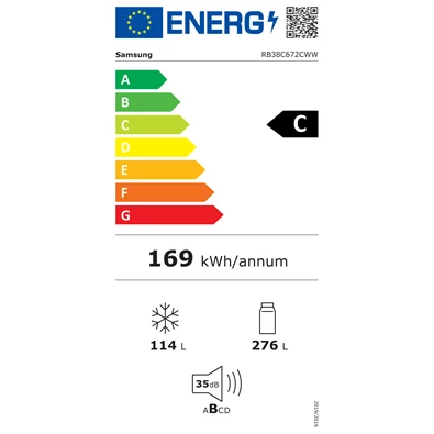 Samsung RB38C672CWW/EF alulfagyasztós hűtőszekrény