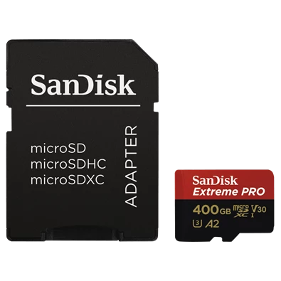 Sandisk 183523 400GB SD micro (SDXC Class 10 UHS-I U3) Extreme Pro memória kártya adapterrel