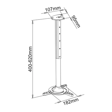 Stell SHO 1090S 40-62cm, 15°, 15kg ezüst mennyezeti kihúzható projektor tartó