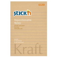 Stick`N KraftNotes 150x101 mm 100 lap vonalas öntapadó natúr újrahasznosított jegyzettömb
