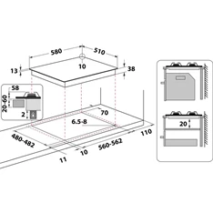 Whirlpool TKRL 661 IX EU beépíthető gáz főzőlap