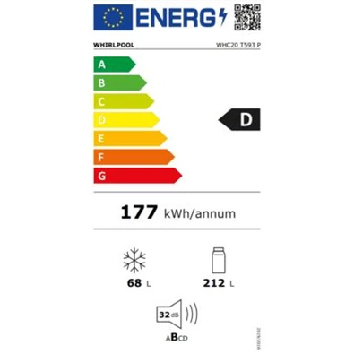 Whirlpool WHC20 T593 P beépíthető fehér alulfagyasztós hűtőszekrény