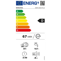 Whirlpool WSFO 3O34 PF keskeny 10 terítékes mosogatógép